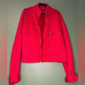 SHEIN Bold Red Quilted Bomber Jacket
